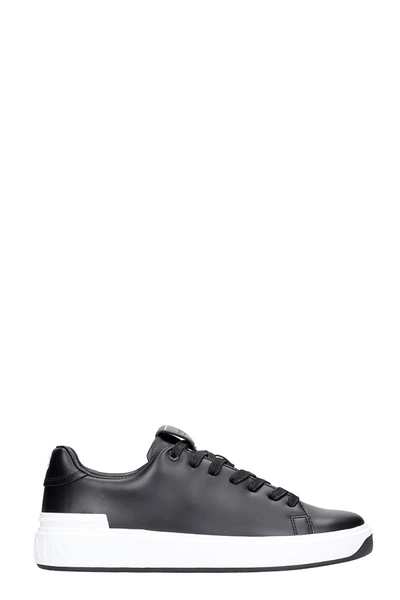 Shop Balmain B-court Sneakers In Black Leather