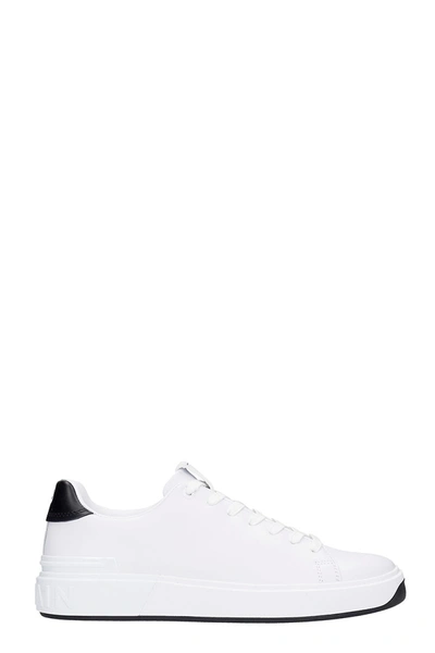 Shop Balmain B-court Sneakers In White Leather