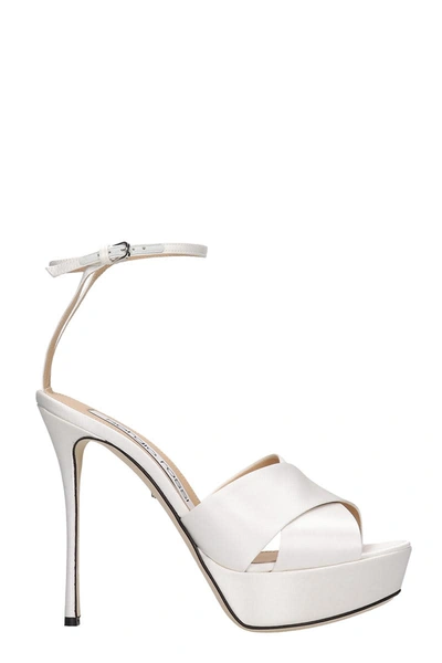 Shop Sergio Rossi Sandals In White Satin