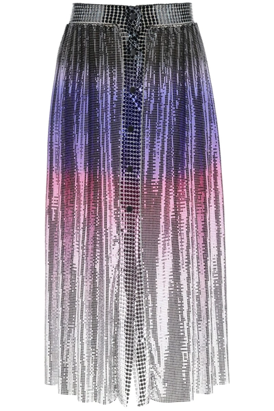 Shop Paco Rabanne Mini Mesh Shaded Skirt In Purple Degraded (silver)