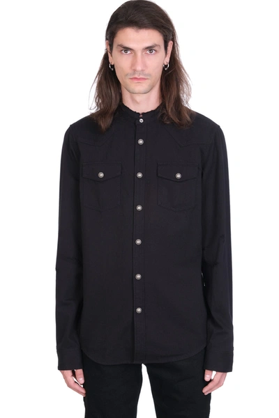 Shop Balmain Shirt In Black Denim