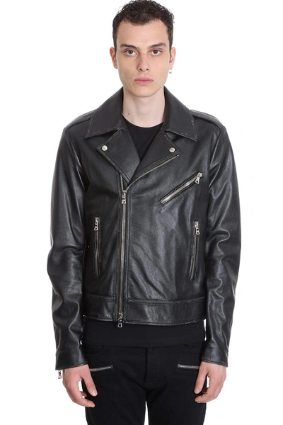 Shop Balmain Leather Jacket In Black Leather