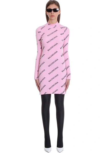 Shop Balenciaga Dress In Rose-pink Polyamide