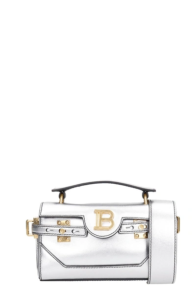 Shop Balmain Bbuzz Baguette Hand Bag In Silver Leather