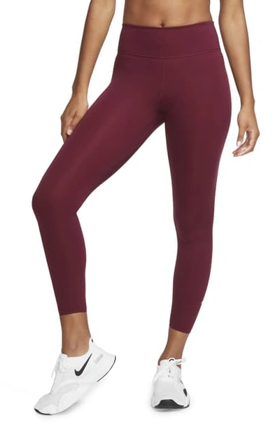 Shop Nike One Lux 7/8 Tights In Dark Beetroot/ Clear