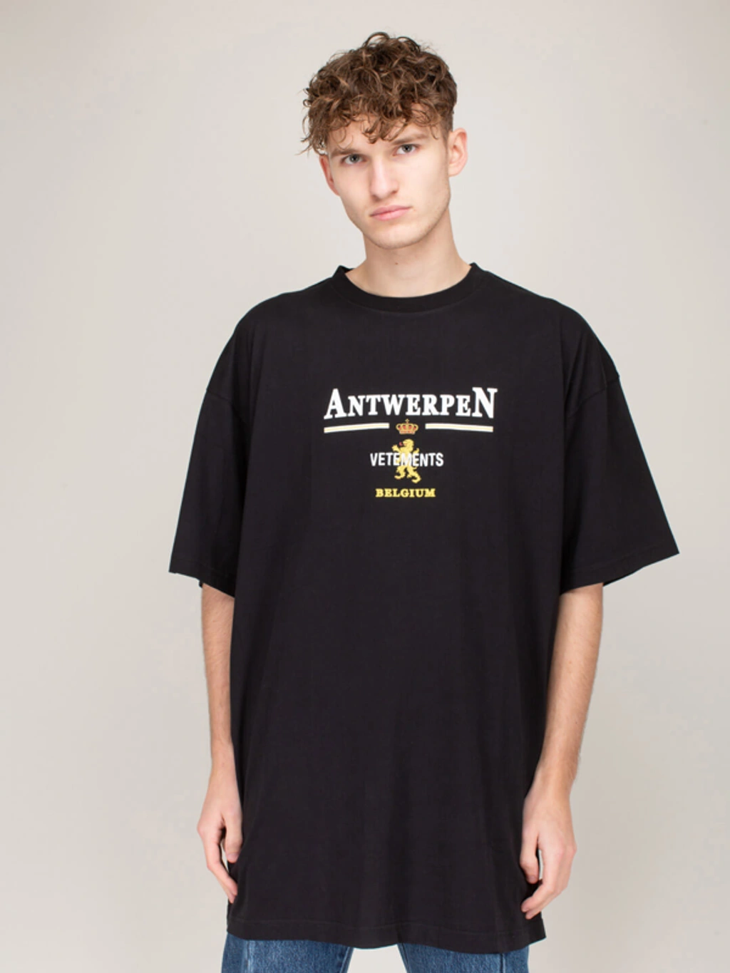 Vetements Antwerpen print Cotton jersey T shirt In Black ModeSens