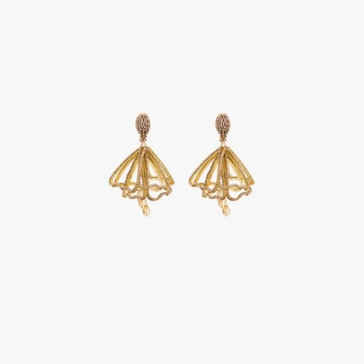 Shop Oscar De La Renta Gold Tone Impatiens Crystal Drop Earrings