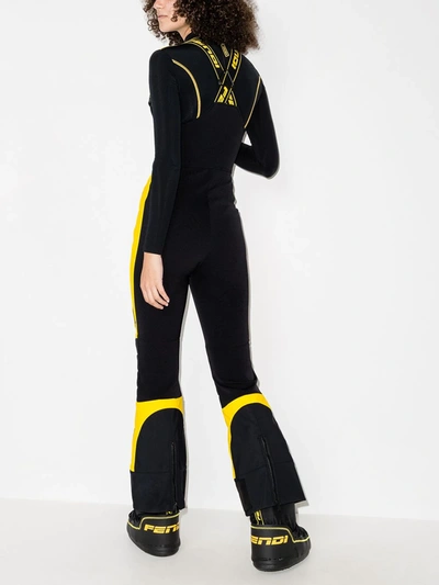 Shop Fendi Front Zip Panelled Ski Overalls In Black