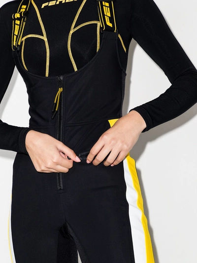 Shop Fendi Front Zip Panelled Ski Overalls In Black