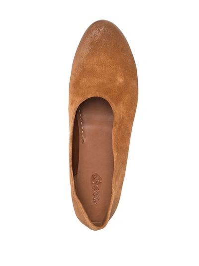 Shop Marsèll Textured Almond Toe Ballerinas In Brown