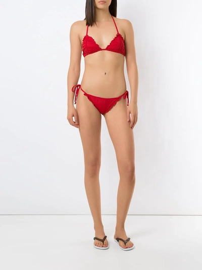 Shop Amir Slama Ripple Effect Bikini Set In Red