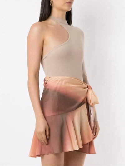 Amir Slama Asymmetric Long Sleeve Bodysuit In Neutrals