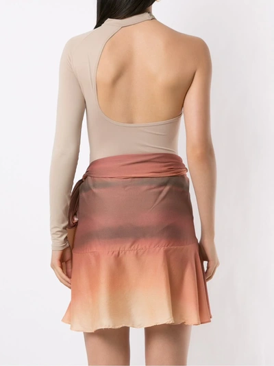 Amir Slama Asymmetric Long Sleeve Bodysuit In Neutrals