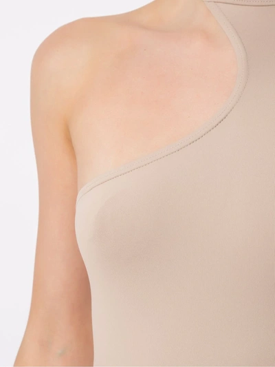 Amir Slama Asymmetric Long Sleeve Bodysuit In Neutrals