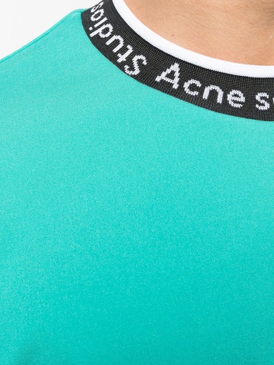 Shop Acne Studios Logo-trim Oversized T-shirt In Green