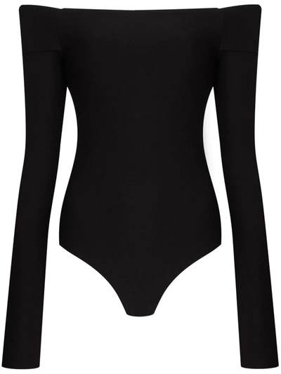 Shop Alix Nyc Addison Off-whoulder Bodysuit In Black