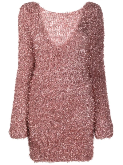 Shop Antonella Rizza Textured V-back Jumper Dress In Pink