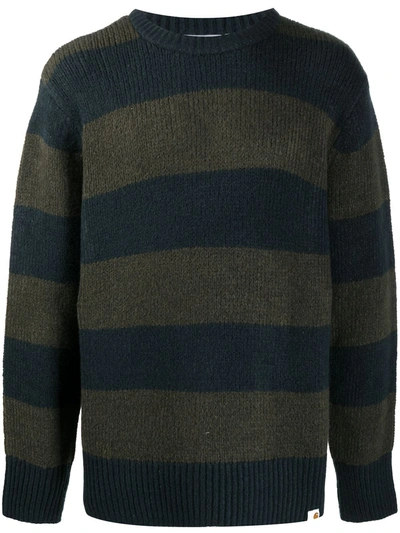 Shop Carhartt Striped Long-sleeve Jumper In Green