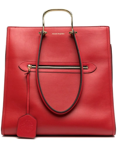 Shop Alexander Mcqueen The Tall Story Tote Bag In Red