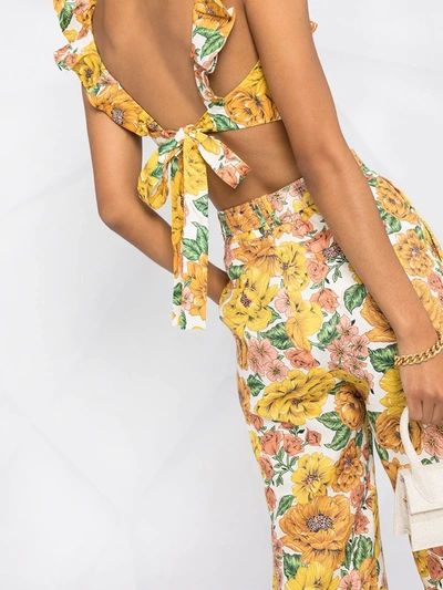 Shop Zimmermann Poppy Floral Print Flared Trousers In Yellow