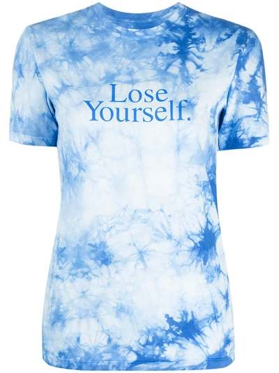 Shop Rabanne Slogan Print Tie-dye T-shirt In Blue