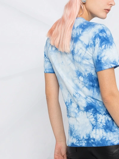 Rabanne + Peter Saville Knotted Printed Tie-dyed Cotton-jersey T-shirt In Blue