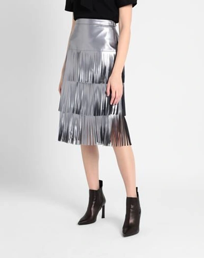 Shop Karl Lagerfeld Midi Skirts In Silver