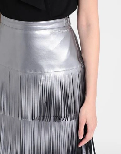 Shop Karl Lagerfeld Midi Skirts In Silver