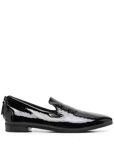 Shop Marsèll Pointed Toe Rear Zip Loafers In Black
