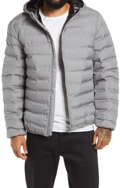 Shop Topman Hooded Puffer Jacket In Grey