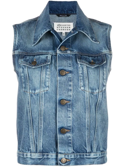 Shop Maison Margiela Sleeveless Denim Jacket In Blue