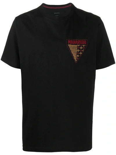 Shop Maharishi Organic Cotton Logo-embroidered T-shirt In Black