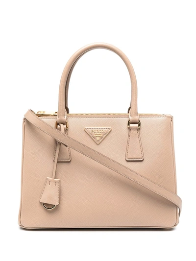Prada Galleria Mini Tote Bag In Neutrals