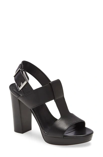 Shop Michael Michael Kors Becker Block Heel Platform Sandal In Black Leather