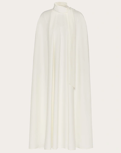 Shop Valentino Cady Couture Cape Dress In Ivory