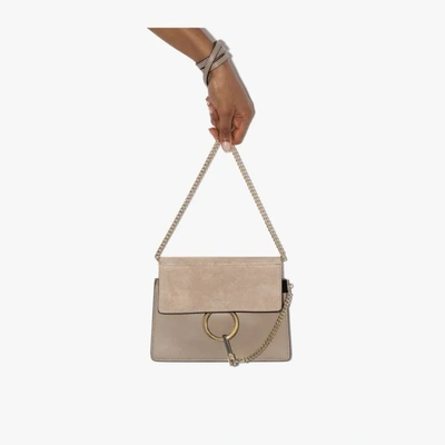 Shop Chloé Grey Faye Mini Leather Cross Body Bag