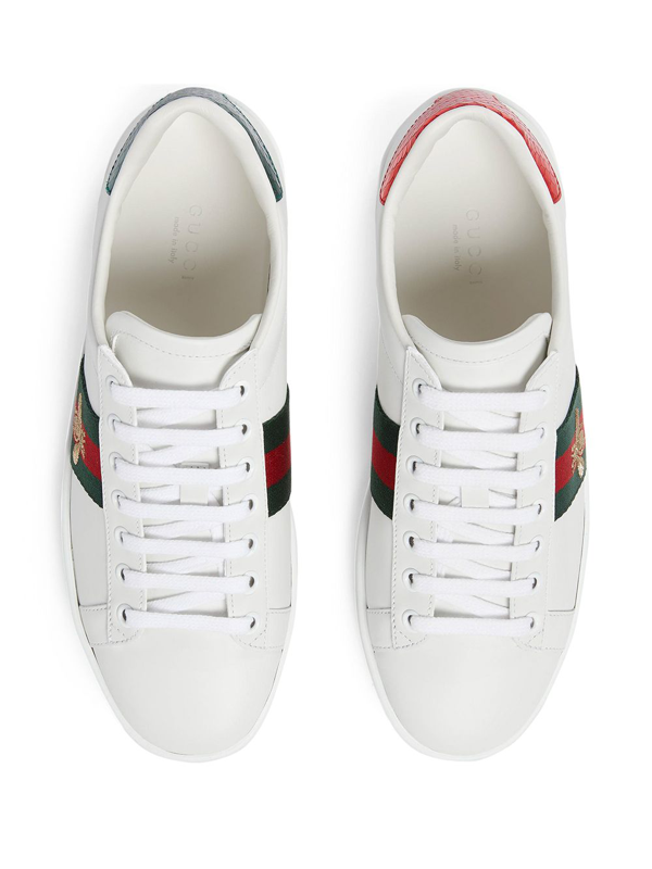 gucci new ace bee embroidered trainers