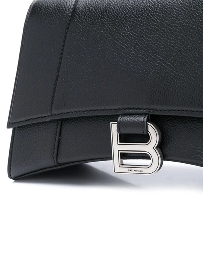 Shop Balenciaga Hourglass Leather Top Handle Bag In Black