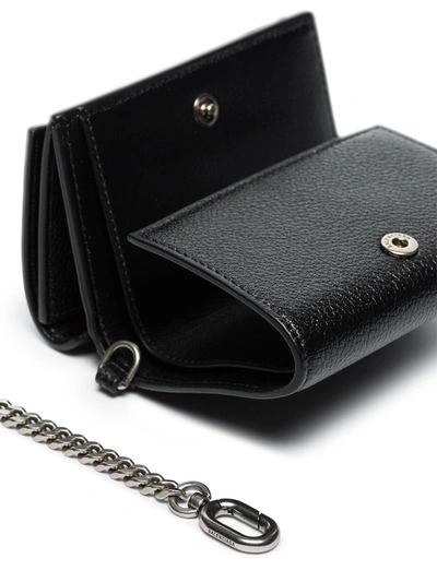 Shop Balenciaga Hourglass Leather Wallet On Chain In Black
