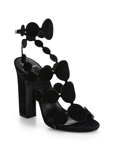 Pierre Hardy Pearls Suede T-strap Sandals In Black