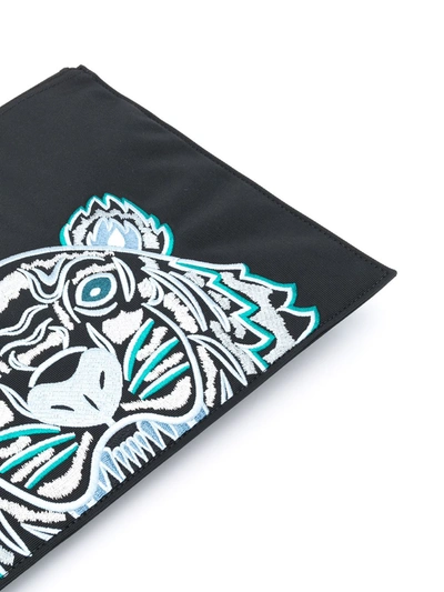 Shop Kenzo Logo Embroidered Clutch Bag In Black