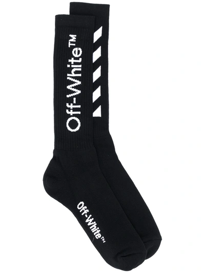 Shop Off-white Cotton Socks In Black