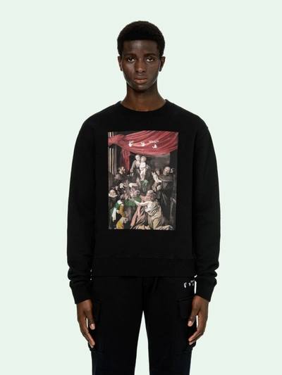 Shop Off-white Cotton Caravaggio Print Sweatshirt In Black