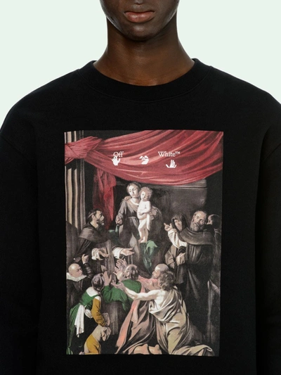 Shop Off-white Cotton Caravaggio Print Sweatshirt In Black