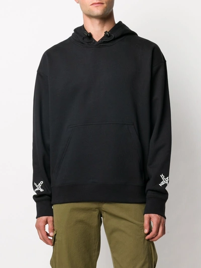 Shop Kenzo Cotton Logo Print Hoodie In Black