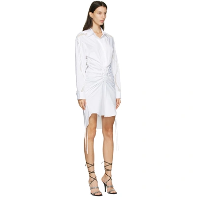 Shop Christopher Esber White Cummerbund Lace Shirt Dress