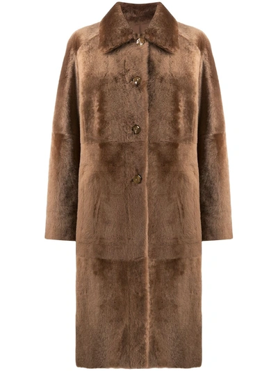 Shop Drome Reversible Shearling Coat In Brown