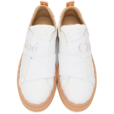 Shop Chloé White & Pink Lauren Slip-on Sneakers In 6l0 Coral