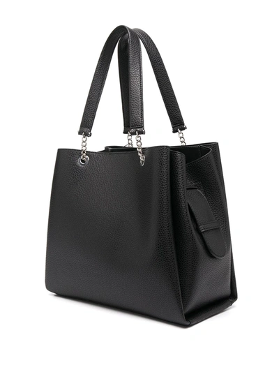 Shop Emporio Armani Pebbled-effect Logo-plaque Tote Bag In Black