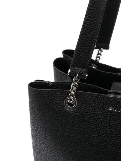Emporio Armani Pebbled-effect Logo-plaque Tote Bag In Black
